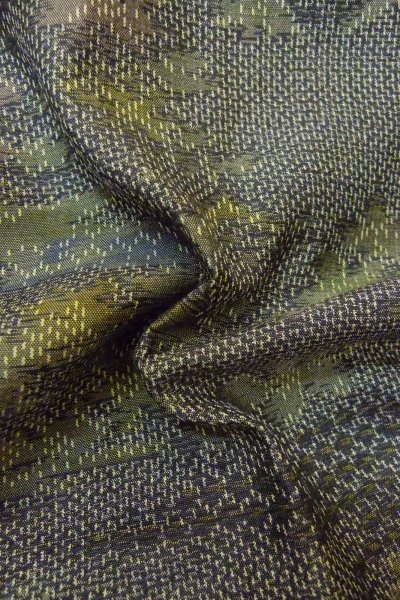 Photo12: Mint P0408C Vintage Japanese kimono Gray TSUMUGI pongee for women / Silk. Flower (Grade A) (12)