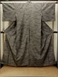 Photo2: P0408E Vintage Japanese kimono Black TSUMUGI pongee for women / Silk. Abstract pattern (Grade B) (2)
