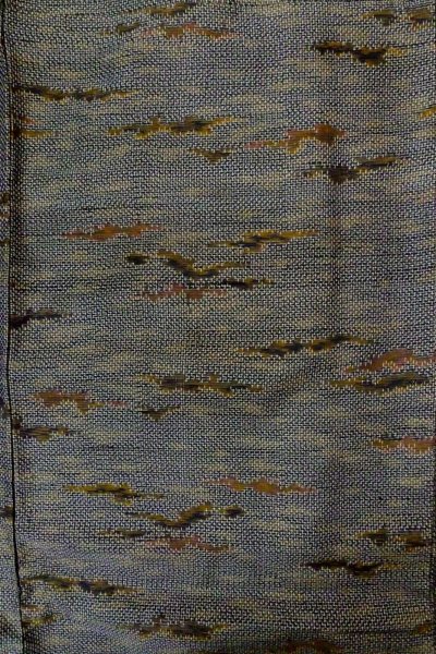 Photo1: P0408E Vintage Japanese kimono Black TSUMUGI pongee for women / Silk. Abstract pattern (Grade B) (1)