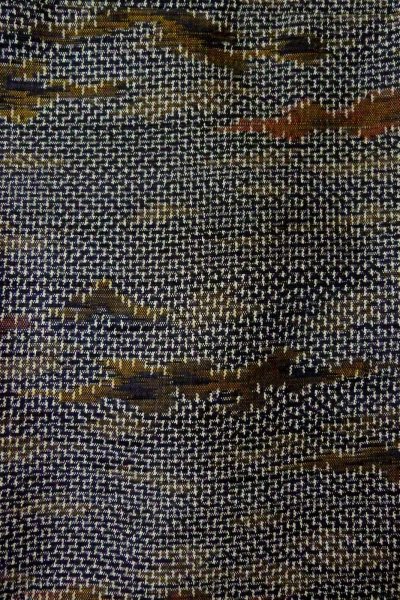 Photo5: P0408E Vintage Japanese kimono Black TSUMUGI pongee for women / Silk. Abstract pattern (Grade B) (5)