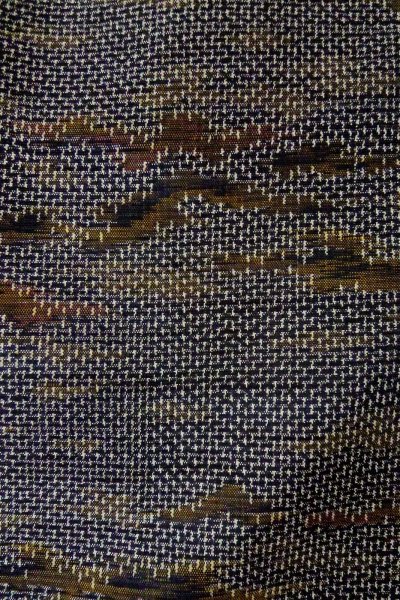 Photo6: P0408E Vintage Japanese kimono Black TSUMUGI pongee for women / Silk. Abstract pattern (Grade B) (6)