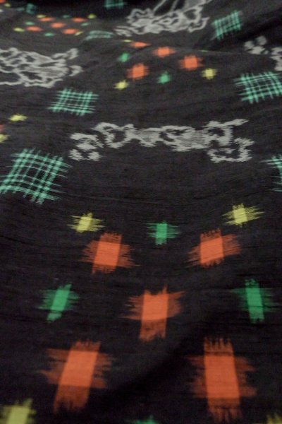 Photo10: Mint P0408F Vintage Japanese kimono Black TSUMUGI pongee for women / Silk. Peony (Grade A) (10)