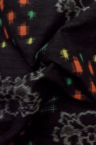Photo11: Mint P0408F Vintage Japanese kimono Black TSUMUGI pongee for women / Silk. Peony (Grade A) (11)