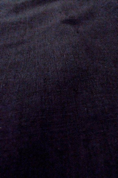 Photo8: P0408G Vintage Japanese kimono Black TSUMUGI pongee for women / Silk. Abstract pattern (Grade B) (8)