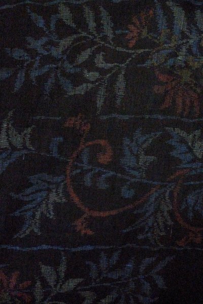 Photo1: P0408I Vintage Japanese kimono Dark Indigo Blue TSUMUGI pongee for women / Silk. Flower (Grade B) (1)