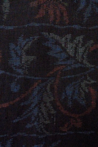 Photo6: P0408I Vintage Japanese kimono Dark Indigo Blue TSUMUGI pongee for women / Silk. Flower (Grade B) (6)