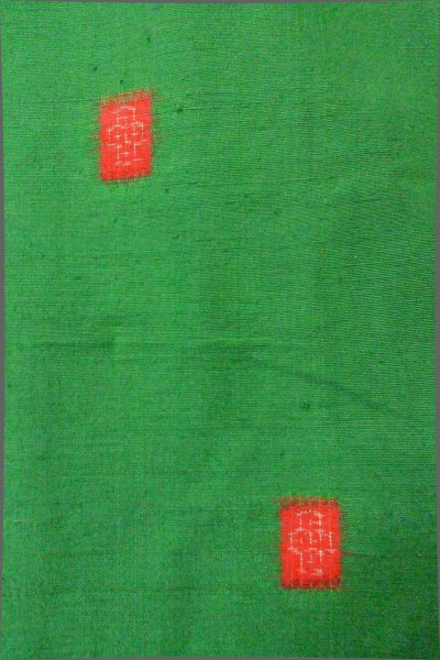 Photo6: Mint P0408J Vintage Japanese kimono Green TSUMUGI pongee for women / Silk. Tortoise-shell pattern(Hexagonal pattern) (Grade A) (6)