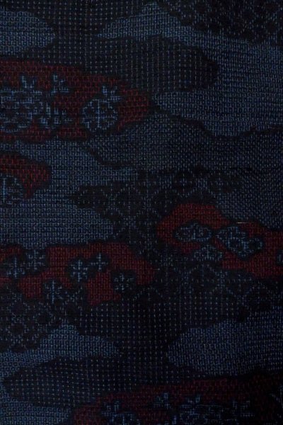 Photo4: Mint P0408K Vintage Japanese kimono Navy Blue TSUMUGI pongee for women / Silk. Flower (Grade A) (4)
