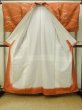Photo3: P0408L Vintage Japanese kimono Orange TSUMUGI pongee for women / Silk. Butterfly (Grade B) (3)