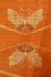 Photo5: P0408L Vintage Japanese kimono Orange TSUMUGI pongee for women / Silk. Butterfly (Grade B) (5)