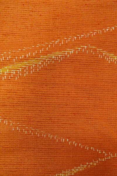 Photo7: P0408L Vintage Japanese kimono Orange TSUMUGI pongee for women / Silk. Butterfly (Grade B) (7)