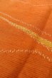 Photo10: P0408L Vintage Japanese kimono Orange TSUMUGI pongee for women / Silk. Butterfly (Grade B) (10)