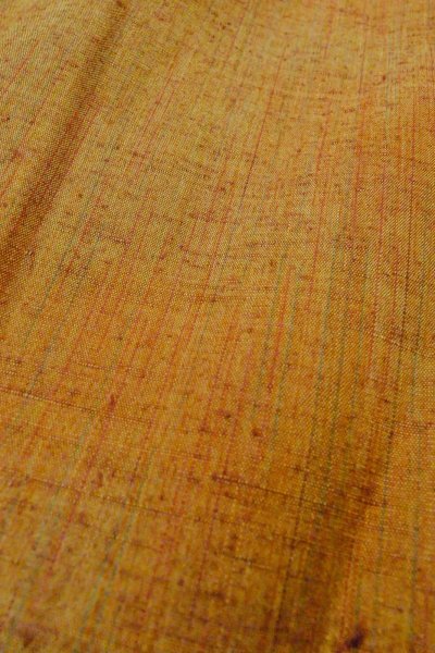 Photo8: P0408M Vintage Japanese kimono Brownish Orange TSUMUGI pongee for women / Silk. Stripes (Grade B) (8)