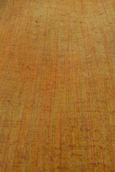 Photo9: P0408M Vintage Japanese kimono Brownish Orange TSUMUGI pongee for women / Silk. Stripes (Grade B) (9)