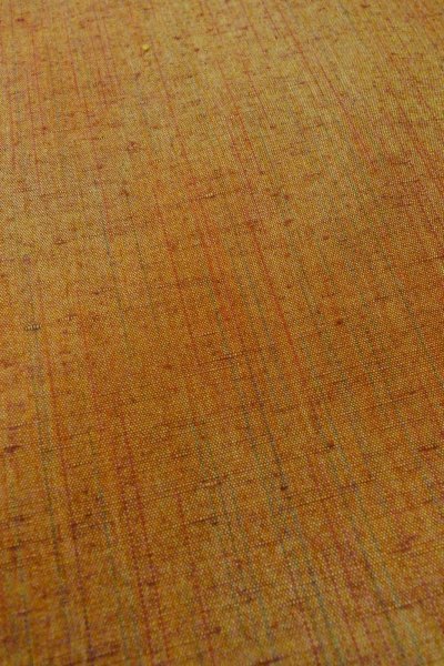 Photo10: P0408M Vintage Japanese kimono Brownish Orange TSUMUGI pongee for women / Silk. Stripes (Grade B) (10)