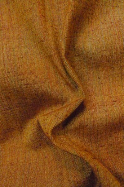 Photo12: P0408M Vintage Japanese kimono Brownish Orange TSUMUGI pongee for women / Silk. Stripes (Grade B) (12)