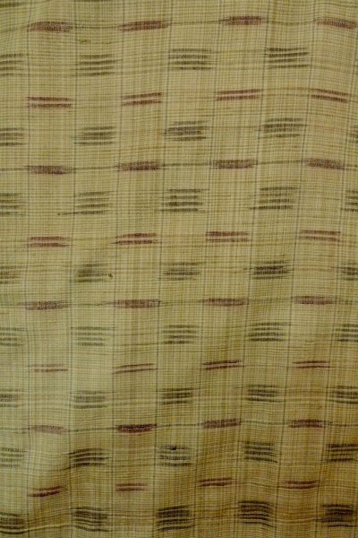 Photo1: P0408N Vintage Japanese kimono Greenish Beige TSUMUGI pongee for women / Silk. Plaid Checks (Grade C) (1)