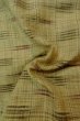 Photo11: P0408N Vintage Japanese kimono Greenish Beige TSUMUGI pongee for women / Silk. Plaid Checks (Grade C) (11)