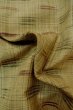 Photo12: P0408N Vintage Japanese kimono Greenish Beige TSUMUGI pongee for women / Silk. Plaid Checks (Grade C) (12)