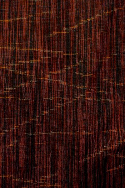 Photo6: P0408O Vintage Japanese kimono Dark Red TSUMUGI pongee for women / Silk. Stripes (Grade B) (6)