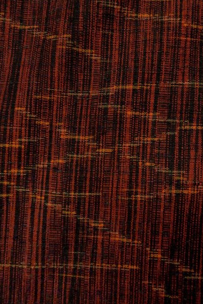 Photo7: P0408O Vintage Japanese kimono Dark Red TSUMUGI pongee for women / Silk. Stripes (Grade B) (7)