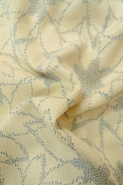 Photo12: P0408P Vintage Japanese kimono White ORI woven for women / Silk. Flower (Grade C) (12)
