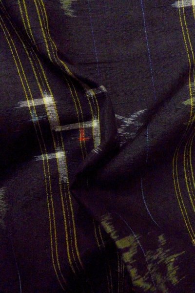 Photo12: Mint P0408R Vintage Japanese kimono Dark Indigo Blue RYUKYU-TSUMUGI for women / Silk. MOMIJI maple leaf (Grade A+) (12)