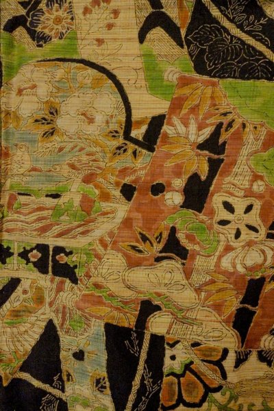 Photo1: Mint P0408S Vintage Japanese kimono Black TSUMUGI pongee for women / Silk. KIRI paulownia (Grade A) (1)