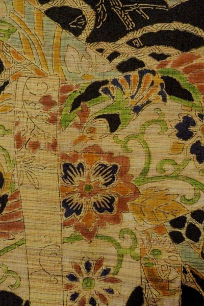 Photo5: Mint P0408S Vintage Japanese kimono Black TSUMUGI pongee for women / Silk. KIRI paulownia (Grade A) (5)
