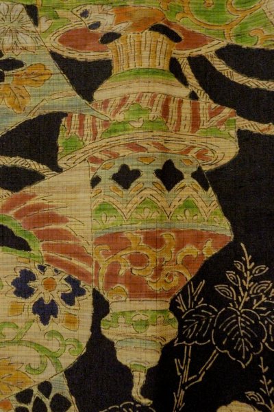 Photo6: Mint P0408S Vintage Japanese kimono Black TSUMUGI pongee for women / Silk. KIRI paulownia (Grade A) (6)