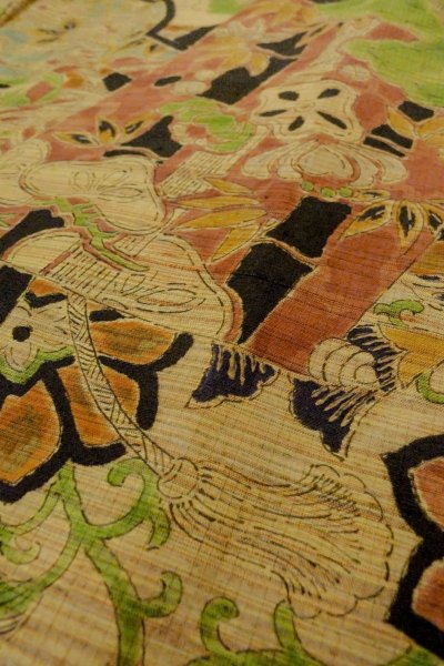 Photo8: Mint P0408S Vintage Japanese kimono Black TSUMUGI pongee for women / Silk. KIRI paulownia (Grade A) (8)