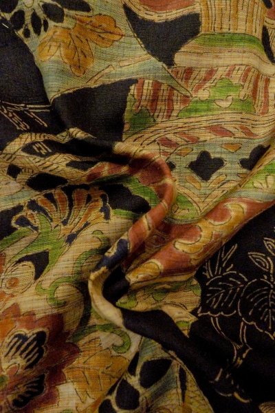Photo11: Mint P0408S Vintage Japanese kimono Black TSUMUGI pongee for women / Silk. KIRI paulownia (Grade A) (11)