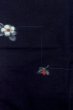 Photo5: P0408T Used Japanese kimono Dark Navy Blue TSUMUGI pongee for women / Silk. Camellia (Grade A+) (5)