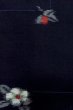 Photo6: P0408T Used Japanese kimono Dark Navy Blue TSUMUGI pongee for women / Silk. Camellia (Grade A+) (6)