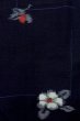 Photo7: P0408T Used Japanese kimono Dark Navy Blue TSUMUGI pongee for women / Silk. Camellia (Grade A+) (7)