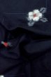 Photo12: P0408T Used Japanese kimono Dark Navy Blue TSUMUGI pongee for women / Silk. Camellia (Grade A+) (12)