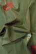 Photo11: P0408U Vintage Japanese kimono Grayish Green TSUMUGI pongee for women / Silk. Stripes, Umbrella pattern (Grade B) (11)