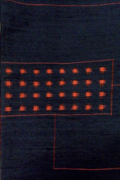 Photo1: P0408V Vintage Japanese kimono Dark Navy Blue TSUMUGI pongee for women / Silk. Abstract pattern (Grade B) (1)
