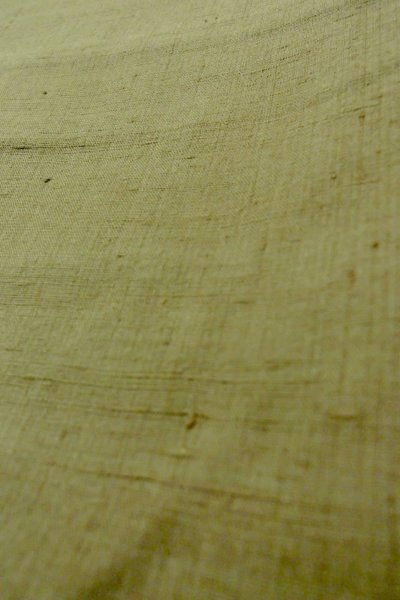 Photo9: P0408W Vintage Japanese kimono Grayish Green TSUMUGI pongee for women / Silk. (Grade B) (9)