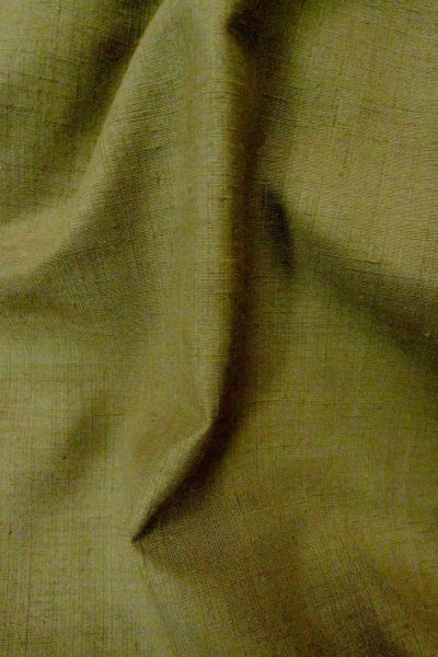 Photo10: P0408W Vintage Japanese kimono Grayish Green TSUMUGI pongee for women / Silk. (Grade B) (10)