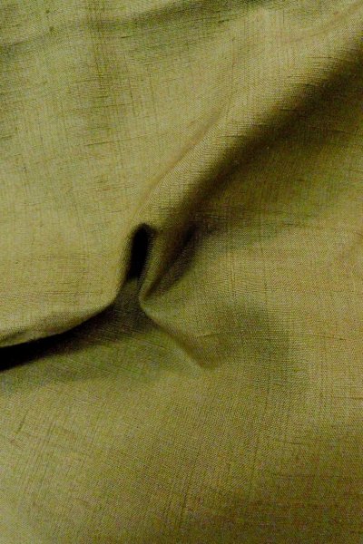 Photo11: P0408W Vintage Japanese kimono Grayish Green TSUMUGI pongee for women / Silk. (Grade B) (11)