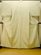 Photo2: P0408X Vintage Japanese kimono Light Greenish Ivory TSUMUGI pongee for women / Silk. Plaid Checks (Grade B) (2)