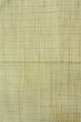 Photo4: P0408X Vintage Japanese kimono Light Greenish Ivory TSUMUGI pongee for women / Silk. Plaid Checks (Grade B) (4)