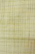 Photo7: P0408X Vintage Japanese kimono Light Greenish Ivory TSUMUGI pongee for women / Silk. Plaid Checks (Grade B) (7)