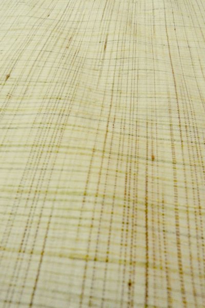 Photo8: P0408X Vintage Japanese kimono Light Greenish Ivory TSUMUGI pongee for women / Silk. Plaid Checks (Grade B) (8)