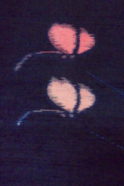 Photo5: P0408Y Vintage Japanese kimono Dark Navy Blue TSUMUGI pongee for women / Silk. Butterfly (Grade B) (5)