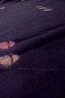 Photo7: P0408Y Vintage Japanese kimono Dark Navy Blue TSUMUGI pongee for women / Silk. Butterfly (Grade B) (7)