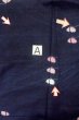 Photo12: P0408Y Vintage Japanese kimono Dark Navy Blue TSUMUGI pongee for women / Silk. Butterfly (Grade B) (12)