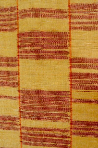 Photo5: P0408Z Vintage Japanese kimono Light Yellowish Golden Yellow TSUMUGI pongee for women / Silk. Line (Grade A) (5)