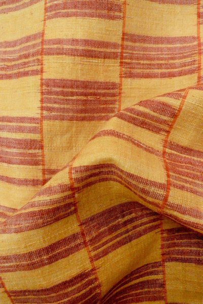 Photo11: P0408Z Vintage Japanese kimono Light Yellowish Golden Yellow TSUMUGI pongee for women / Silk. Line (Grade A) (11)